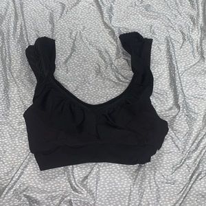 Black Ruffle Bathing Suit Top